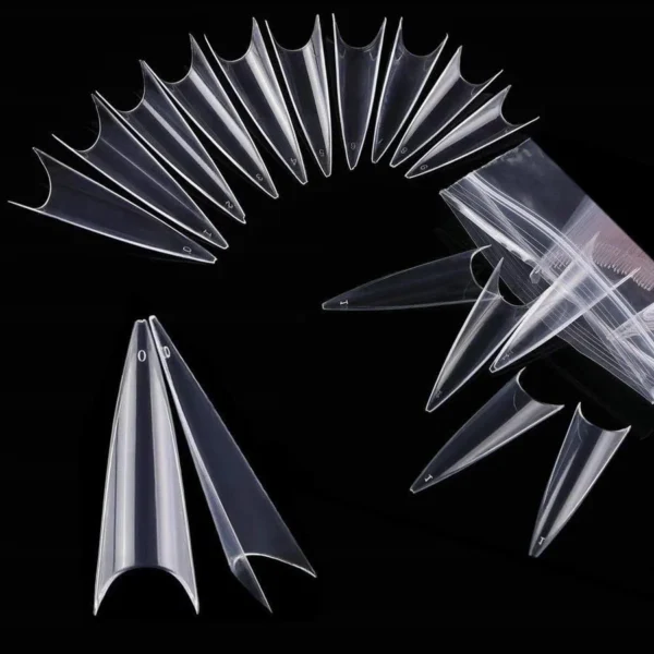 Tips Stiletto con Sonrisa Clear, 100 unidades.