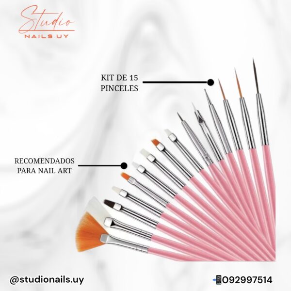 Kit de Quince Pinceles Para Nail Art.