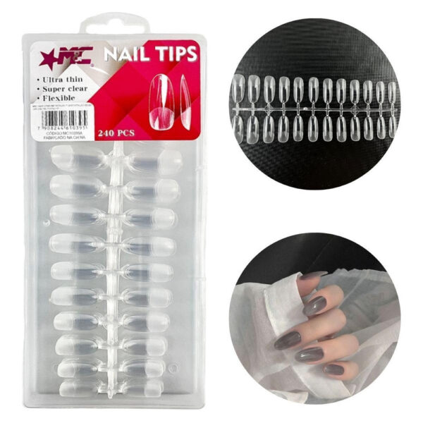 Tips Soft Gel prelimados Oval, 240 unidades.