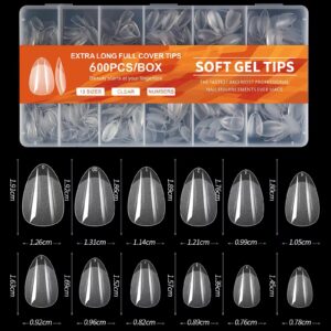 Tips Soft Gel, 600 Unidades, Almendra.