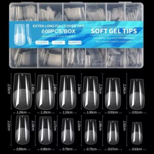 Tips Softgel Calidad Profesional, Cuadrados, 600 unidades.