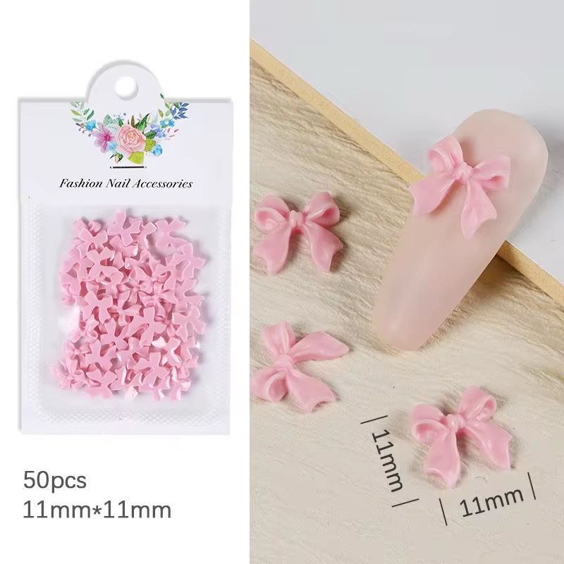 Apliques de Moñas Rosa, 50 unidades